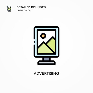 Reklam vektörü simgesi. Modern vektör illüstrasyon kavramları. Düzenlemesi ve kişiselleştirmesi kolay.