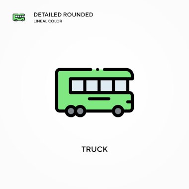 Kamyon vektör simgesi. Modern vektör illüstrasyon kavramları. Düzenlemesi ve kişiselleştirmesi kolay.