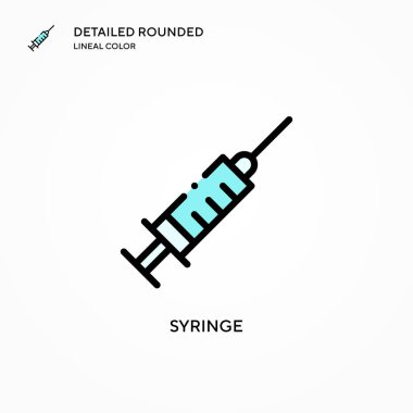 Şırınga vektör simgesi. Modern vektör illüstrasyon kavramları. Düzenlemesi ve kişiselleştirmesi kolay.