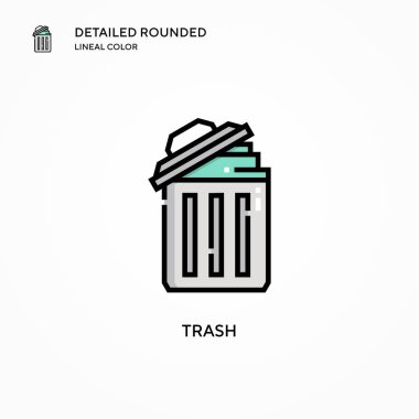 Çöp vektörü simgesi. Modern vektör illüstrasyon kavramları. Düzenlemesi ve kişiselleştirmesi kolay.