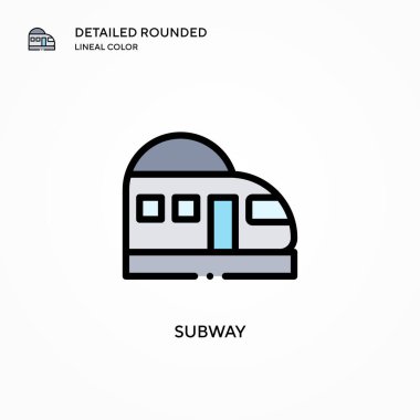 Metro vektör simgesi. Modern vektör illüstrasyon kavramları. Düzenlemesi ve kişiselleştirmesi kolay.