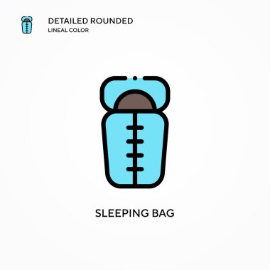 Uyku tulumu vektör simgesi. Modern vektör illüstrasyon kavramları. Düzenlemesi ve kişiselleştirmesi kolay.