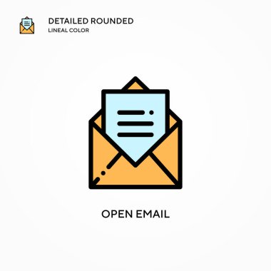 E- posta vektör simgesini aç. Modern vektör illüstrasyon kavramları. Düzenlemesi ve kişiselleştirmesi kolay.