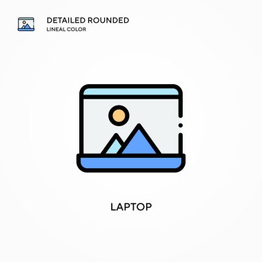 Laptop vektör simgesi. Modern vektör illüstrasyon kavramları. Düzenlemesi ve kişiselleştirmesi kolay.