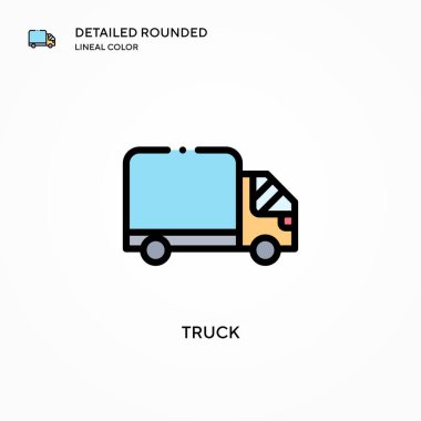 Kamyon vektör simgesi. Modern vektör illüstrasyon kavramları. Düzenlemesi ve kişiselleştirmesi kolay.