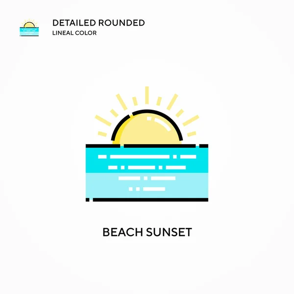 Beach Sunset Vector Icon Modern Vector Illustration Concepts Easy Edit — Stock Vector