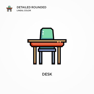 Masa vektör simgesi. Modern vektör illüstrasyon kavramları. Düzenlemesi ve kişiselleştirmesi kolay.