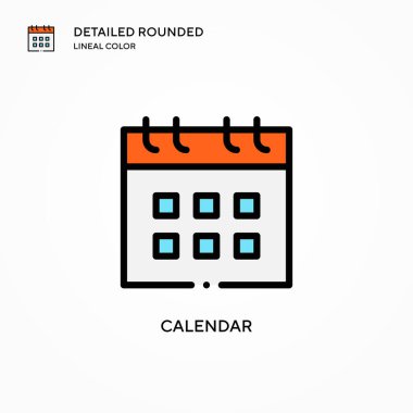 Takvim vektör simgesi. Modern vektör illüstrasyon kavramları. Düzenlemesi ve kişiselleştirmesi kolay.