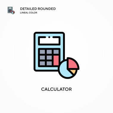 Hesap makinesi vektör simgesi. Modern vektör illüstrasyon kavramları. Düzenlemesi ve kişiselleştirmesi kolay.