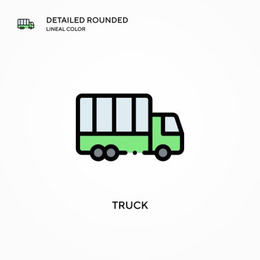 Kamyon vektör simgesi. Modern vektör illüstrasyon kavramları. Düzenlemesi ve kişiselleştirmesi kolay.