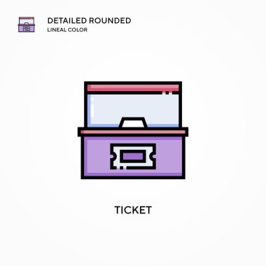 Bilet vektör simgesi. Modern vektör illüstrasyon kavramları. Düzenlemesi ve kişiselleştirmesi kolay.