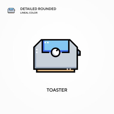 Tost makinesi vektör simgesi. Modern vektör illüstrasyon kavramları. Düzenlemesi ve kişiselleştirmesi kolay.