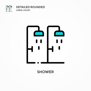 Duş vektör simgesi. Modern vektör illüstrasyon kavramları. Düzenlemesi ve kişiselleştirmesi kolay.
