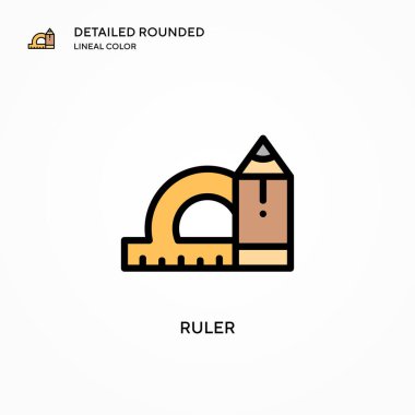 Cetvel vektör simgesi. Modern vektör illüstrasyon kavramları. Düzenlemesi ve kişiselleştirmesi kolay.