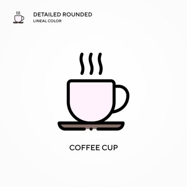 Kahve fincanı vektör ikonu. Modern vektör illüstrasyon kavramları. Düzenlemesi ve kişiselleştirmesi kolay.