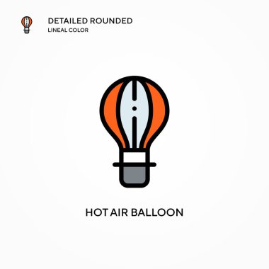 Sıcak hava balonu vektör simgesi. Modern vektör illüstrasyon kavramları. Düzenlemesi ve kişiselleştirmesi kolay.