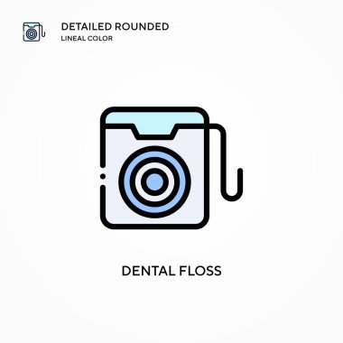 Diş ipi vektör simgesi. Modern vektör illüstrasyon kavramları. Düzenlemesi ve kişiselleştirmesi kolay.