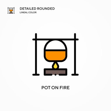 Tencere yakma vektör ikonu. Modern vektör illüstrasyon kavramları. Düzenlemesi ve kişiselleştirmesi kolay.