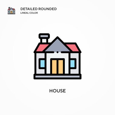 Ev vektör simgesi. Modern vektör illüstrasyon kavramları. Düzenlemesi ve kişiselleştirmesi kolay.