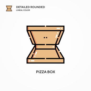 Pizza kutusu vektör simgesi. Modern vektör illüstrasyon kavramları. Düzenlemesi ve kişiselleştirmesi kolay.