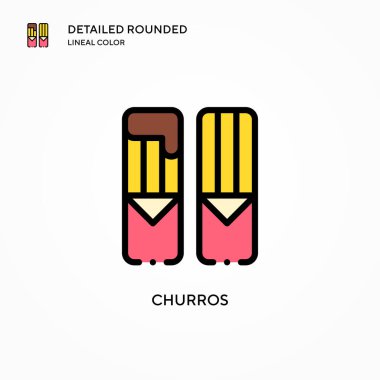 Churros vektör ikonu. Modern vektör illüstrasyon kavramları. Düzenlemesi ve kişiselleştirmesi kolay.