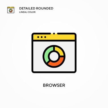 Tarayıcı vektör simgesi. Modern vektör illüstrasyon kavramları. Düzenlemesi ve kişiselleştirmesi kolay.