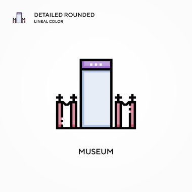 Müze vektör simgesi. Modern vektör illüstrasyon kavramları. Düzenlemesi ve kişiselleştirmesi kolay.