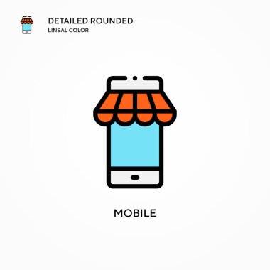 Mobil vektör simgesi. Modern vektör illüstrasyon kavramları. Düzenlemesi ve kişiselleştirmesi kolay.