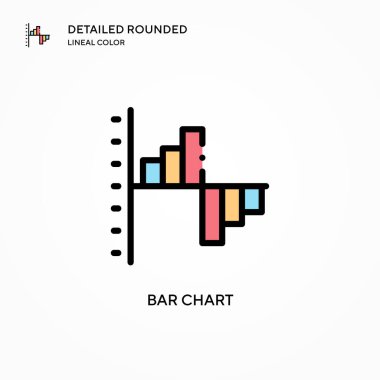 Bar çizelgesi vektör simgesi. Modern vektör illüstrasyon kavramları. Düzenlemesi ve kişiselleştirmesi kolay.