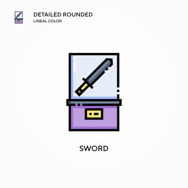 Kılıç vektör simgesi. Modern vektör illüstrasyon kavramları. Düzenlemesi ve kişiselleştirmesi kolay.
