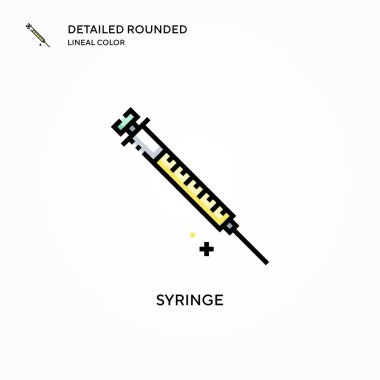 Şırınga vektör simgesi. Modern vektör illüstrasyon kavramları. Düzenlemesi ve kişiselleştirmesi kolay.