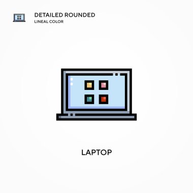 Laptop vektör simgesi. Modern vektör illüstrasyon kavramları. Düzenlemesi ve kişiselleştirmesi kolay.