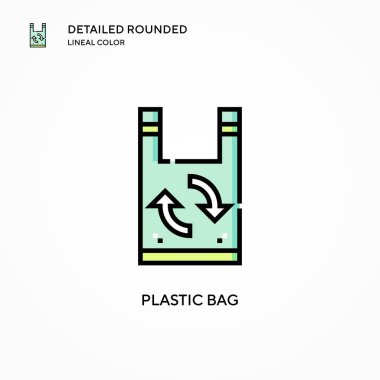 Plastik torba vektör simgesi. Modern vektör illüstrasyon kavramları. Düzenlemesi ve kişiselleştirmesi kolay.