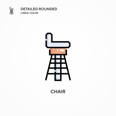 Sandalye vektör simgesi. Modern vektör illüstrasyon kavramları. Düzenlemesi ve kişiselleştirmesi kolay.