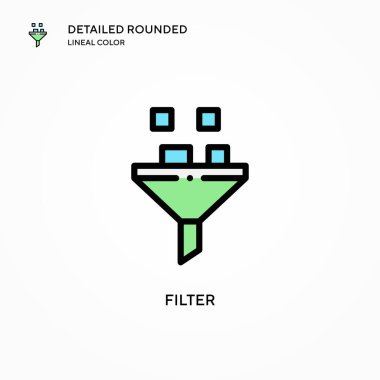 Filtre vektör simgesi. Modern vektör illüstrasyon kavramları. Düzenlemesi ve kişiselleştirmesi kolay.