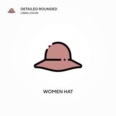 Kadınlar vektör ikonu şapkası. Modern vektör illüstrasyon kavramları. Düzenlemesi ve kişiselleştirmesi kolay.