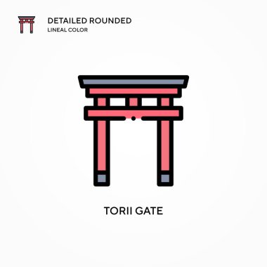Torii geçit vektör simgesi. Modern vektör illüstrasyon kavramları. Düzenlemesi ve kişiselleştirmesi kolay.