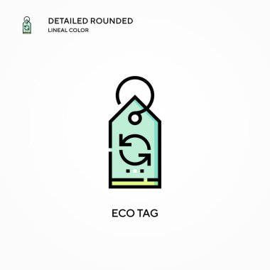 Eko etiket vektör simgesi. Modern vektör illüstrasyon kavramları. Düzenlemesi ve kişiselleştirmesi kolay.