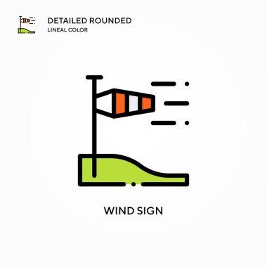 Rüzgar işareti vektör simgesi. Modern vektör illüstrasyon kavramları. Düzenlemesi ve kişiselleştirmesi kolay.