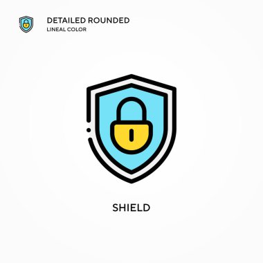 Kalkan vektör simgesi. Modern vektör illüstrasyon kavramları. Düzenlemesi ve kişiselleştirmesi kolay.