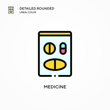 İlaç vektör simgesi. Modern vektör illüstrasyon kavramları. Düzenlemesi ve kişiselleştirmesi kolay.