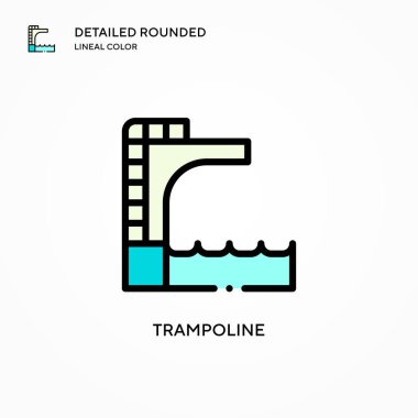 Trambolin vektör simgesi. Modern vektör illüstrasyon kavramları. Düzenlemesi ve kişiselleştirmesi kolay.