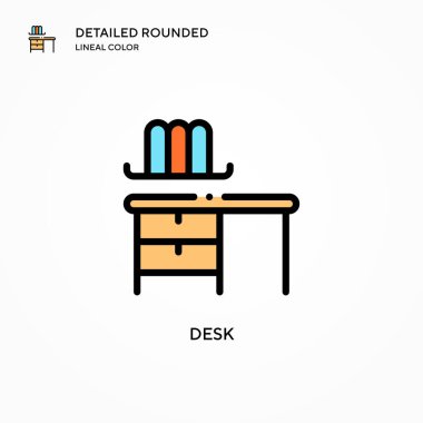 Masa vektör simgesi. Modern vektör illüstrasyon kavramları. Düzenlemesi ve kişiselleştirmesi kolay.