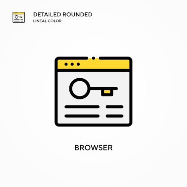 Tarayıcı vektör simgesi. Modern vektör illüstrasyon kavramları. Düzenlemesi ve kişiselleştirmesi kolay.