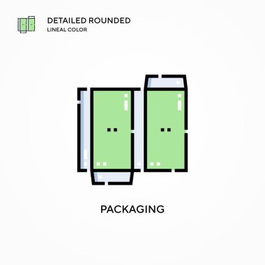 Ambalaj vektör simgesi. Modern vektör illüstrasyon kavramları. Düzenlemesi ve kişiselleştirmesi kolay.