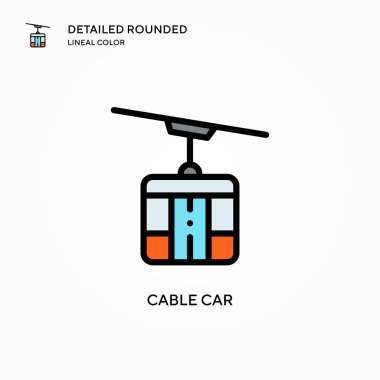 Kablo araba vektör simgesi. Modern vektör illüstrasyon kavramları. Düzenlemesi ve kişiselleştirmesi kolay.