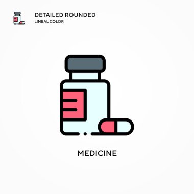 İlaç vektör simgesi. Modern vektör illüstrasyon kavramları. Düzenlemesi ve kişiselleştirmesi kolay.