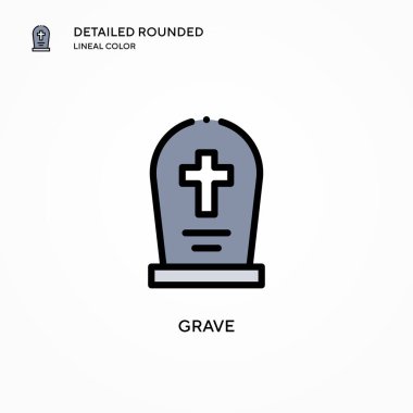 Mezar vektör simgesi. Modern vektör illüstrasyon kavramları. Düzenlemesi ve kişiselleştirmesi kolay.