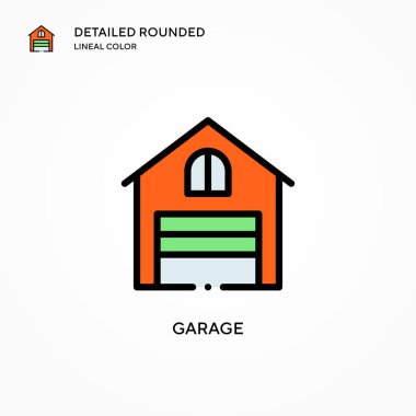 Garaj vektör simgesi. Modern vektör illüstrasyon kavramları. Düzenlemesi ve kişiselleştirmesi kolay.