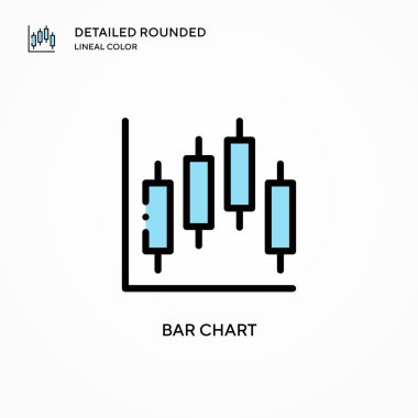 Bar çizelgesi vektör simgesi. Modern vektör illüstrasyon kavramları. Düzenlemesi ve kişiselleştirmesi kolay.